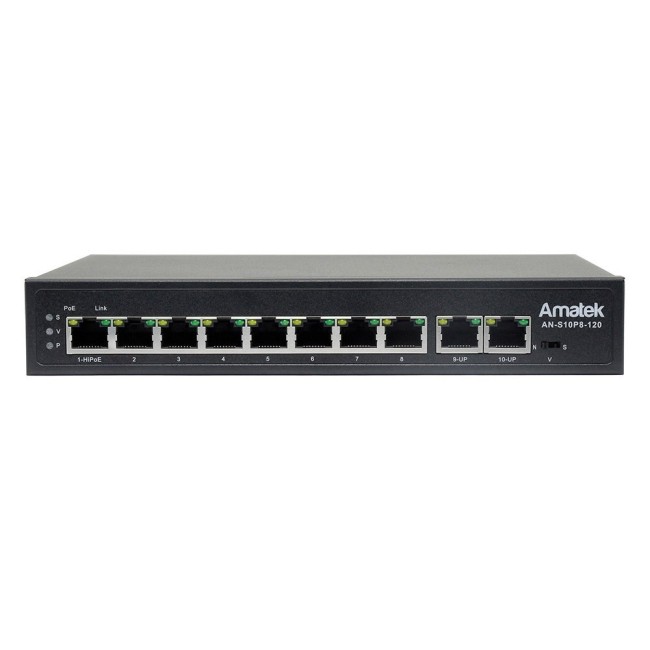 AN-S10P8-120 - 10-портовый 100 Мбит/с коммутатор с HiPoE/PoE+ до 120Вт