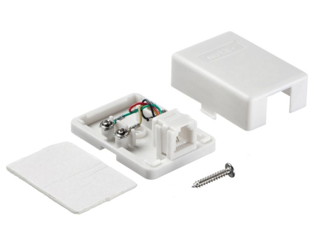 Розетка телефонная внешняя / 1 порт RJ11(6p4c) / 4 контактная, белая, Netko 5шт Розетка телефонная внешняя / 1 порт RJ11(6p4c) / 4 контактная, белая, Netko 5шт