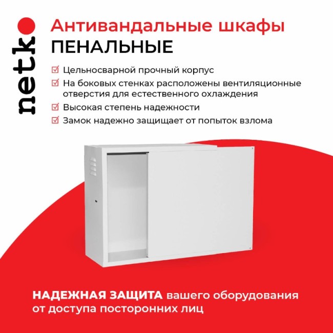 Антивандальный Шкаф 3U пенального типа, (Ш*Г*В 550*220*500мм) 19 направляющие, передняя дверь металл, замок, серый Netko M Антивандальный Шкаф 3U пенального типа, (Ш*Г*В 550*220*500мм) 19 направляющие, передняя дверь металл, замок, серый Netko M