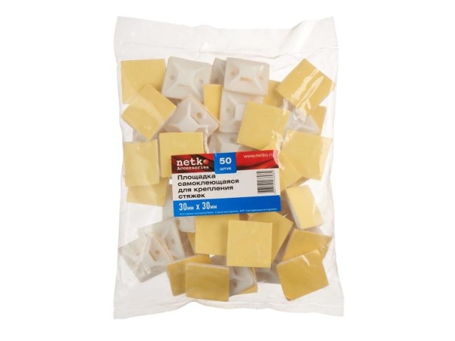 Площадка самоклеющаяся для крепления стяжек 30мм*30мм (для стяжек шириной 6,4мм), NETKO Optima (упак.50 шт) Площадка самоклеющаяся для крепления стяжек 30мм*30мм (для стяжек шириной 6,4мм), NETKO Optima (упак.50 шт)