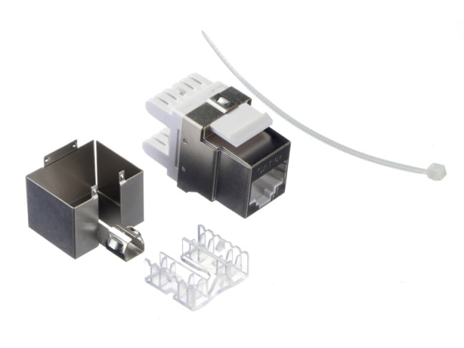 Модуль Keystone экранированный, RJ45, cat.5е, 180°, под инструмент, металлик 2шт Модуль Keystone экранированный, RJ45, cat.5е, 180°, под инструмент, металлик 2шт