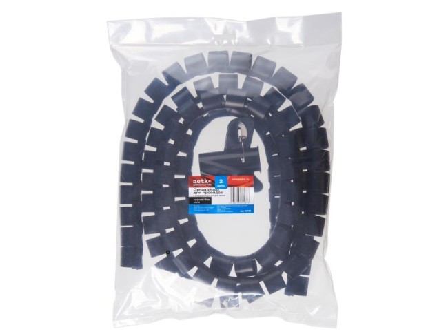 Органайзер для проводов с инструментом для укладки, ID-25mm, 2м, пластик, черный NETKO Optima Органайзер для проводов с инструментом для укладки, ID-25mm, 2м, пластик, черный NETKO Optima