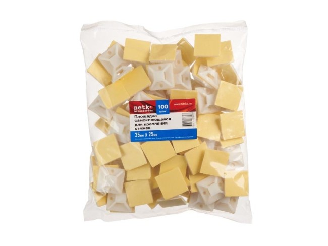 Площадка самоклеющаяся для крепления стяжек 25мм*25мм (для стяжек шириной 6,2мм), NETKO Optima (упак.100 шт) Площадка самоклеющаяся для крепления стяжек 25мм*25мм (для стяжек шириной 6,2мм), NETKO Optima (упак.100 шт)