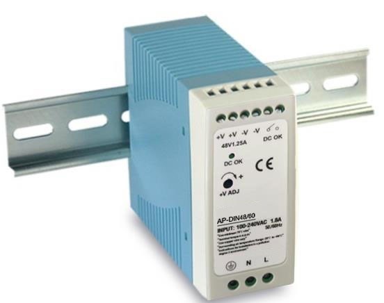 AP-DIN48/60 (MDR-60-48) - блок питания 48В / 1,25А / 60Вт стабилизированный AP-DIN48/60 (MDR-60-48) - блок питания 48В / 1,25А / 60Вт стабилизированный
