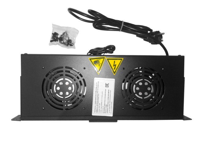 Полка вентиляторная 19, 1U/2 с термостатом, с кабелем, черная Netko Полка вентиляторная 19, 1U/2 с термостатом, с кабелем, черная Netko