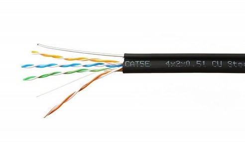 Кабель Skynet Premium UTP4 cat.5е, одножильный, Cu, Проходит Fluke тест, для наружных работ, с тросом, черный 30м Кабель Skynet Premium UTP4 cat.5е, одножильный, Cu, Проходит Fluke тест, для наружных работ, с тросом, черный 30м