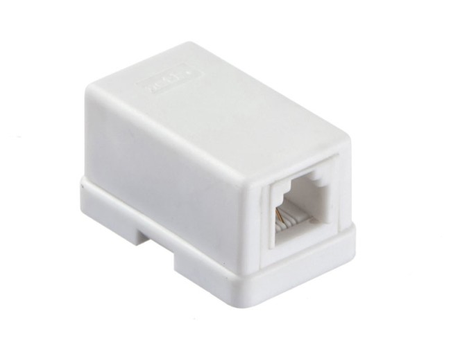 Розетка телефонная внешняя / 1 порт RJ11(6p2c) / 2 контактная, мини, белая, Netko