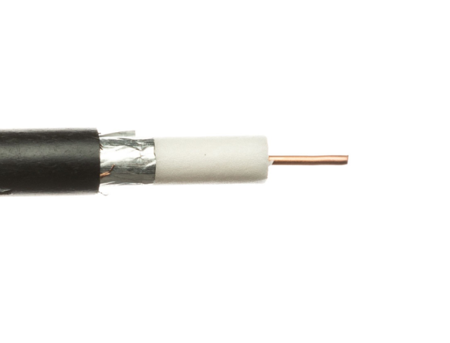 Кабель коаксиальный RG-6U, 75 Ом, Cu, экран 64%, outdoor, черный, 5 м