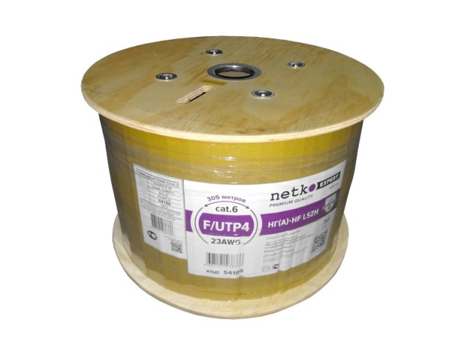 Кабель F/UTP4 (FTP4) cat.6, 4 пары 23 AWG BC, с крестовиной, нг(А)-HF LSZH - малодымный, не содержащий галогенов; фиолетовый; одножильный, FLUKE TEST, NETKO Expert СКС 10м Кабель F/UTP4 (FTP4) cat.6, 4 пары 23 AWG BC, с крестовиной, нг(А)-HF LSZH - малодымный, не содержащий галогенов; фиолетовый; одножильный, FLUKE TEST, NETKO Expert СКС 10м