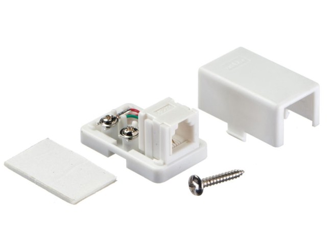 Розетка телефонная внешняя / 1 порт RJ11(6p2c) / 2 контактная, мини, белая, Netko 20шт Розетка телефонная внешняя / 1 порт RJ11(6p2c) / 2 контактная, мини, белая, Netko 20шт