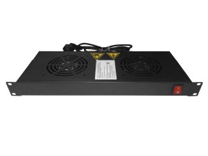 Полка вентиляторная 19 1U/2 вентилятора, с кабелем, черная, Netko