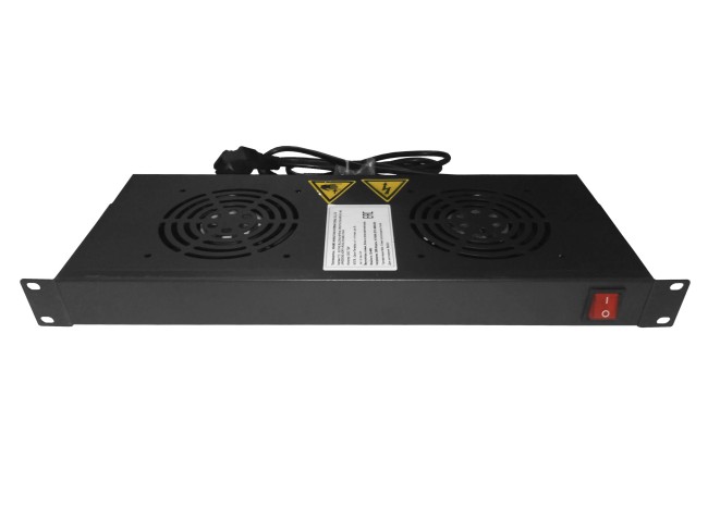 Полка вентиляторная 19 1U/2 вентилятора, с кабелем, черная, Netko Полка вентиляторная 19 1U/2 вентилятора, с кабелем, черная, Netko