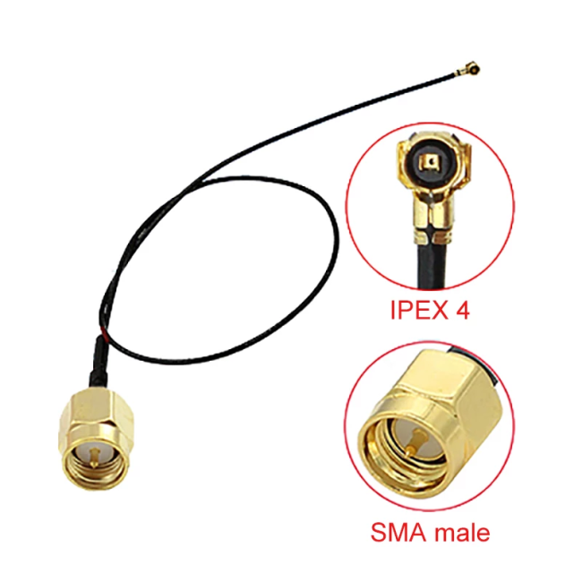 Адаптер для модема (пигтейл) IPEX4(MHF4)-SMA(male) кабель RF0,81 15см. комплект 10 шт