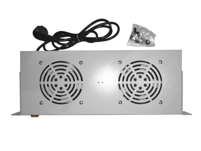 Полка вентиляторная 19 1U/2 вентилятора, с кабелем, серая, Netko Полка вентиляторная 19 1U/2 вентилятора, с кабелем, серая, Netko