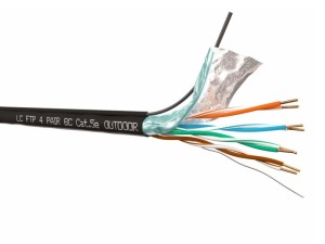 Кабель LC FTP4 cat.5е, одножильный, экранированный, Cu, для наружных работ, проволочный трос 100м