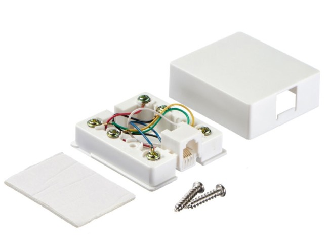 Розетка телефонная внешняя / 1 порт RJ12(6p6c) / 6 контактная, белая, Netko 5шт