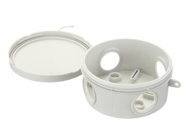 Коробка распаячная для открытой проводки 85*40 (круглая), 4 входа с гермовводами, IP54, серая Коробка распаячная для открытой проводки 85*40 (круглая), 4 входа с гермовводами, IP54, серая