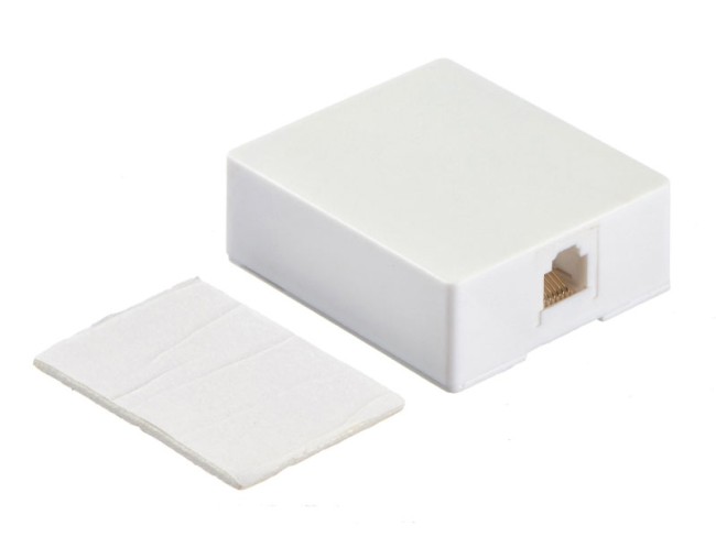 Розетка телефонная внешняя / 1 порт RJ12(6p6c) / 6 контактная, белая, Netko 10шт