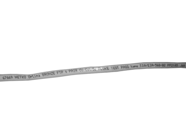 Кабель FTP4 cat.5е, одножильный, экранированный, Cu, Проходит Fluke тест, серый, NETKO Optima Bronze 305м Кабель FTP4 cat.5е, одножильный, экранированный, Cu, Проходит Fluke тест, серый, NETKO Optima Bronze 305м