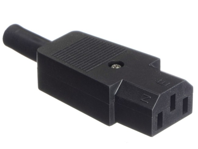 Разъем питания, штекер IEC С13, на кабель, черный Разъем питания, штекер IEC С13, на кабель, черный