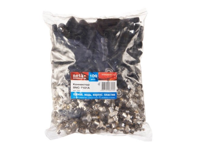 Коннектор BNC-7101A прямой, пластик, медь (FC111) NETKO Optima 50 шт