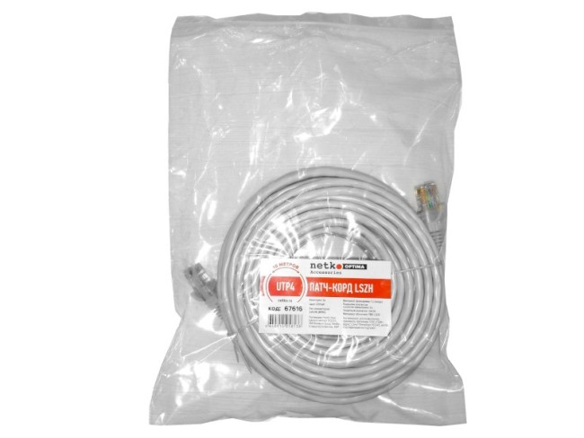 Патч-корд UTP4 cat 5e, ВС, LSZH, серый, литой коннектор NETKO Optima Патч-корд UTP4 cat 5e, ВС, LSZH, серый, литой коннектор NETKO Optima