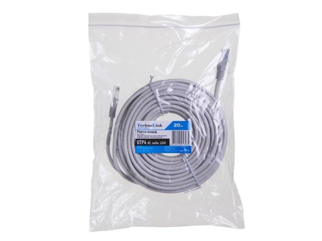 Патч-корд Technolink UTP4 cat 5e, ВС, LSZH, серый, литой коннектор Патч-корд Technolink UTP4 cat 5e, ВС, LSZH, серый, литой коннектор