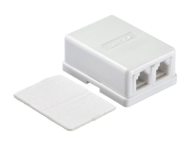 Розетка телефонная внешняя / 2 порта RJ11(6p2c) / 2 контактная, белая, Netko 10шт