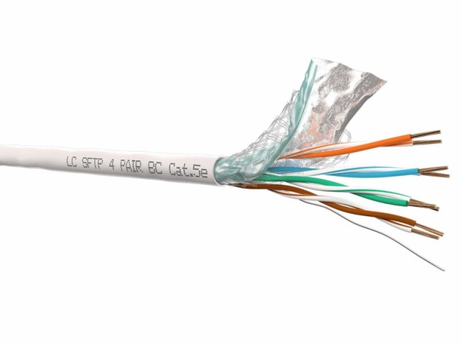 Кабель LC SFTP4 cat.5е, одножильный, экранированный + оплетка, Cu 30м Кабель LC SFTP4 cat.5е, одножильный, экранированный + оплетка, Cu 30м