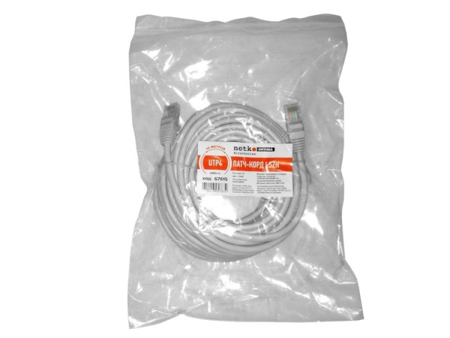 Патч-корд UTP4 cat 5e, ВС, LSZH, серый, литой коннектор NETKO Optima Патч-корд UTP4 cat 5e, ВС, LSZH, серый, литой коннектор NETKO Optima