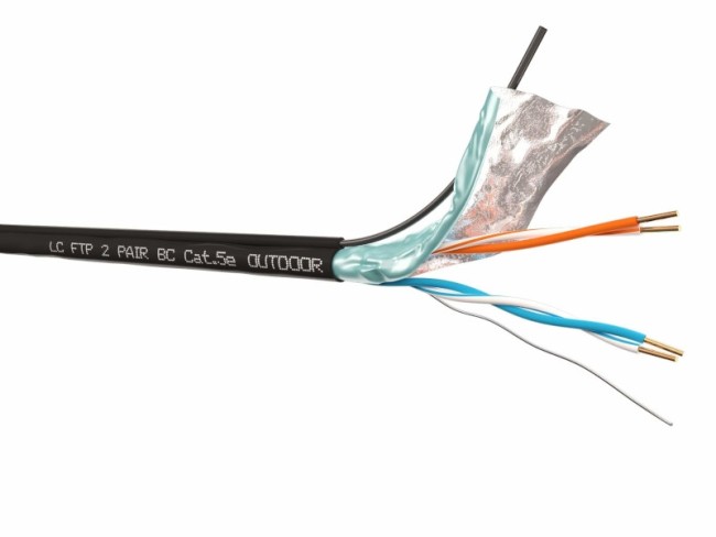 Кабель LC FTP2 cat.5е, одножильный, экранированный, Cu, для наружных работ, проволочный трос 2м Кабель LC FTP2 cat.5е, одножильный, экранированный, Cu, для наружных работ, проволочный трос 2м