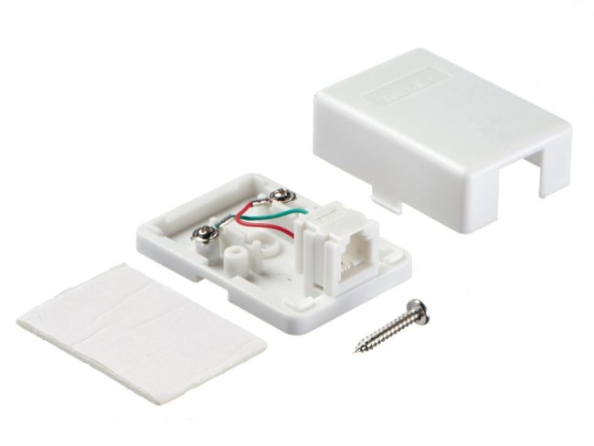 Розетка телефонная внешняя / 1 порт RJ11(6p2c) / 2 контактная, белая, Netko