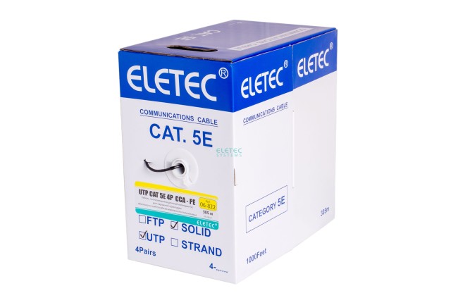 Кабель UTP 5E Eletec 4x2xAWG24, наружный, эконом,, CCA (медь 30%) 150 м