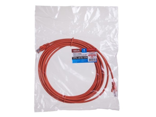 Патч-корд UTP4 cat.5e, литой коннектор, оранжевый, LSZH, Netko CKC Патч-корд UTP4 cat.5e, литой коннектор, оранжевый, LSZH, Netko CKC