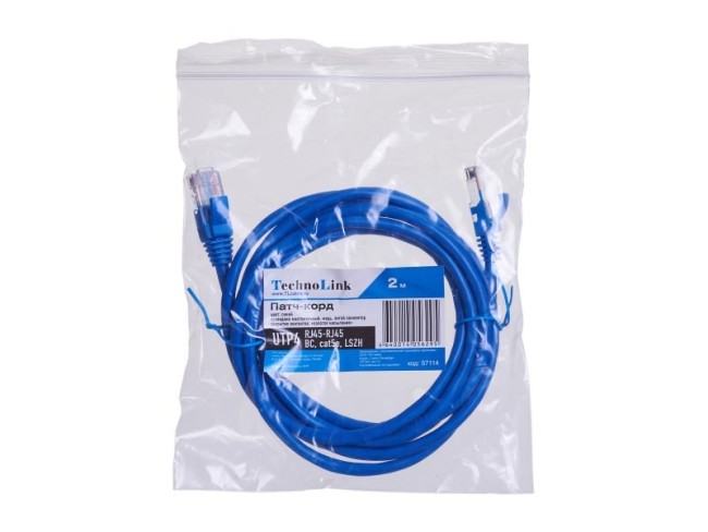 Патч-корд Technolink UTP4 cat 5e, ВС, LSZH, синий, литой коннектор 10 шт Патч-корд Technolink UTP4 cat 5e, ВС, LSZH, синий, литой коннектор 10 шт