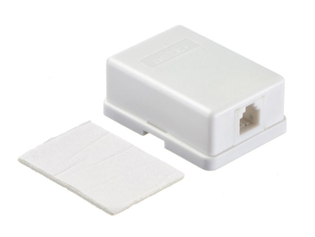 Розетка телефонная внешняя / 1 порт RJ11(6p2c) / 2 контактная, белая, Netko 10шт
