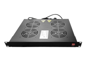 Полка вентиляторная 19, 1U/4 вентилятора, с кабелем, черная Netko