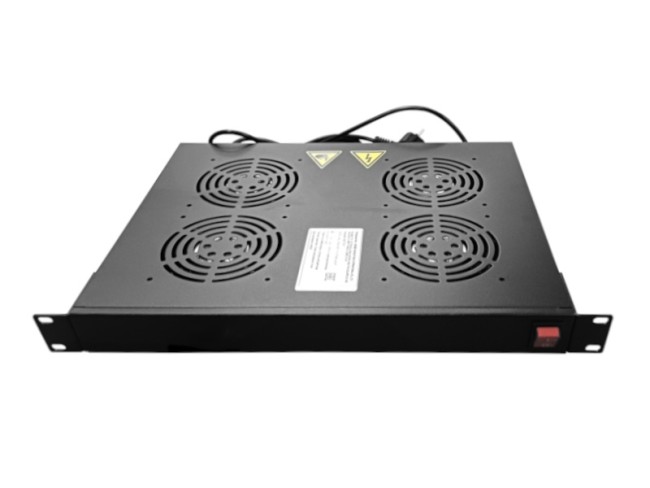 Полка вентиляторная 19, 1U/4 вентилятора, с кабелем, черная Netko Полка вентиляторная 19, 1U/4 вентилятора, с кабелем, черная Netko