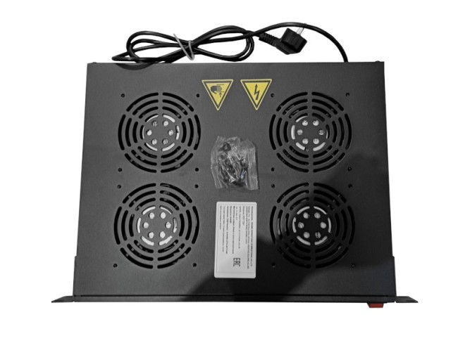 Полка вентиляторная 19, 1U/4 вентилятора, с кабелем, черная Netko Полка вентиляторная 19, 1U/4 вентилятора, с кабелем, черная Netko