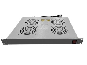 Полка вентиляторная 19, 1U/4 вентилятора, с кабелем, серая Netko