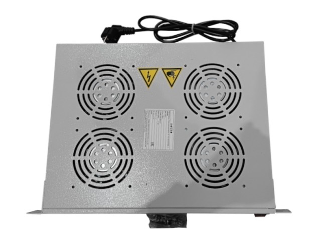 Полка вентиляторная 19, 1U/4 вентилятора, с кабелем, серая Netko Полка вентиляторная 19, 1U/4 вентилятора, с кабелем, серая Netko