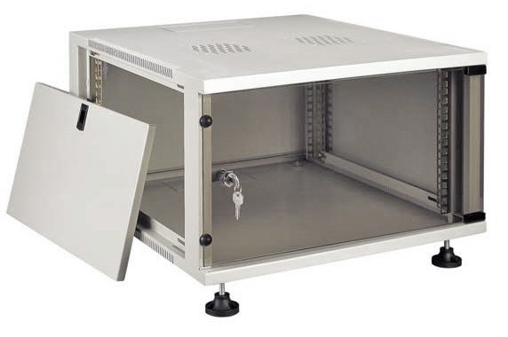 Шкаф настенный 6U серия NGQ (540х600х310), передняя дверь стекло, собранный, серый S Netko Шкаф настенный 6U серия NGQ (540х600х310), передняя дверь стекло, собранный, серый S Netko