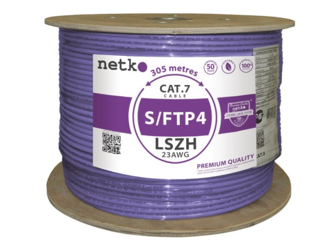 Кабель S/FTP4 cat.7, 4 пары, 23 AWG BC, экранированный, нг(А)-HF LSZH - малодымный, не содержащий галогенов; фиолетовый; одножильный, FLUKE TEST, NETKO Expert СКС 30м Кабель S/FTP4 cat.7, 4 пары, 23 AWG BC, экранированный, нг(А)-HF LSZH - малодымный, не содержащий галогенов; фиолетовый; одножильный, FLUKE TEST, NETKO Expert СКС 30м