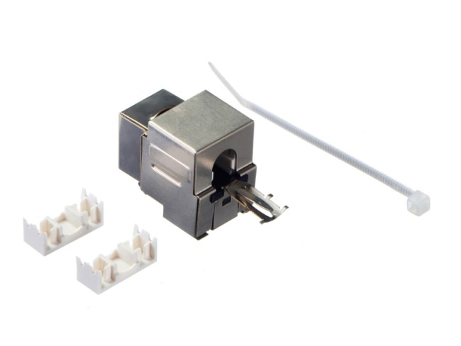 Модуль Keystone экранированный, RJ45, cat.6, 90°, 110/Krone тип, под инструмент, KE, металлик, NETKO Expert CKC Модуль Keystone экранированный, RJ45, cat.6, 90°, 110/Krone тип, под инструмент, KE, металлик, NETKO Expert CKC