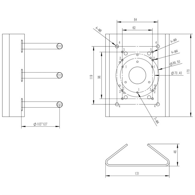 Кронштейн универсальный на столб Amatek AV-BPS2 Кронштейн универсальный на столб Amatek AV-BPS2