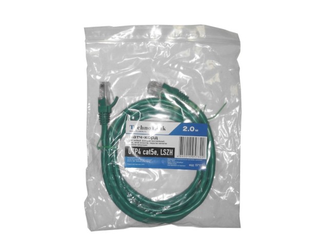 Патч-корд Technolink UTP4 cat 5e, ВС, LSZH, зеленый, литой коннектор 10 шт Патч-корд Technolink UTP4 cat 5e, ВС, LSZH, зеленый, литой коннектор 10 шт