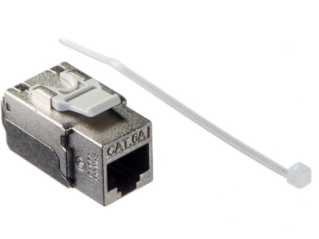 Модуль Keystone экранированный, RJ45, cat.6А, 90°, 110 тип, под инструмент, KE, металлик, NETKO Expert CKC Модуль Keystone экранированный, RJ45, cat.6А, 90°, 110 тип, под инструмент, KE, металлик, NETKO Expert CKC