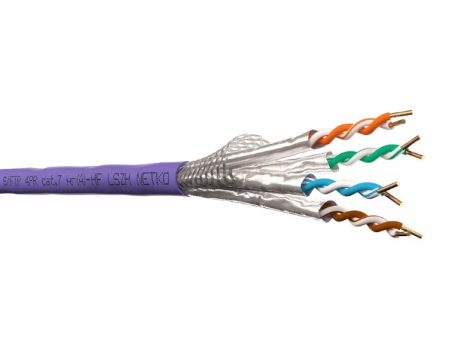 Кабель S/FTP4 cat.7, 4 пары, 23 AWG BC, экранированный, нг(А)-HF LSZH - малодымный, не содержащий галогенов; фиолетовый; одножильный, FLUKE TEST, NETKO Expert СКС 100м Кабель S/FTP4 cat.7, 4 пары, 23 AWG BC, экранированный, нг(А)-HF LSZH - малодымный, не содержащий галогенов; фиолетовый; одножильный, FLUKE TEST, NETKO Expert СКС 100м