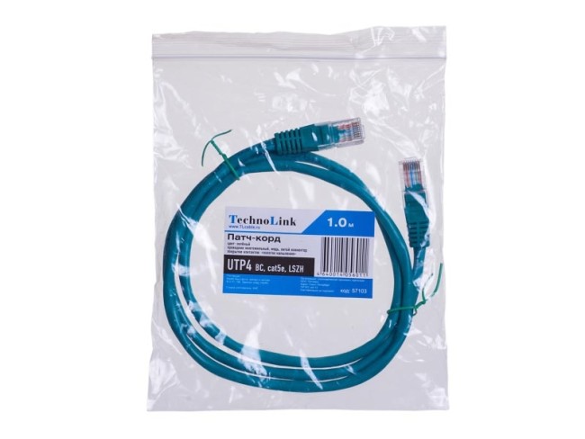 Патч-корд Technolink UTP4 cat 5e, ВС, LSZH, зеленый, литой коннектор 20 шт Патч-корд Technolink UTP4 cat 5e, ВС, LSZH, зеленый, литой коннектор 20 шт