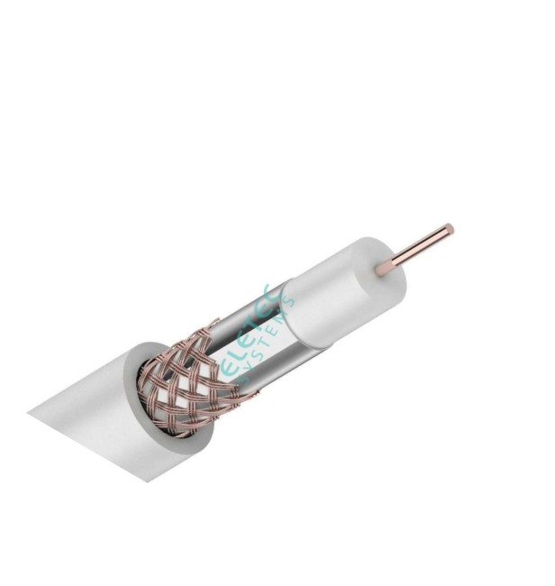 Кабель коаксиальный RG59U-CU, 75 Ом, Cu, белый, 2 м
